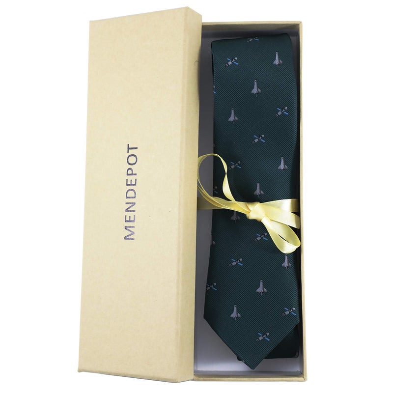 MENDEPOT Space Ties Airplanes Necktie Astronaut UFO Tie Men Birthday Father's Day Gift (Space Station) - Image 5